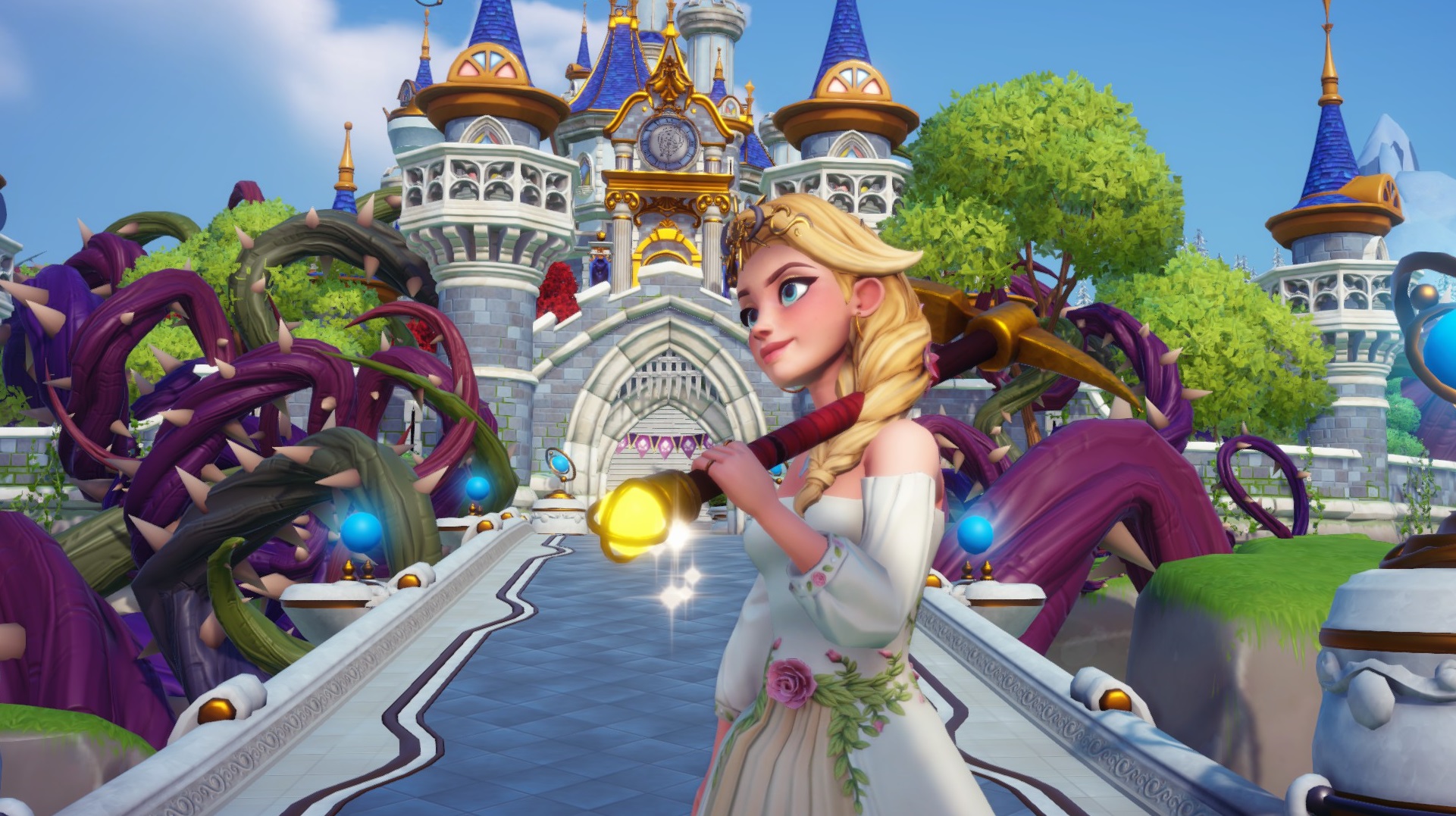 Disney Dreamlight Valley player holding a pickaxe